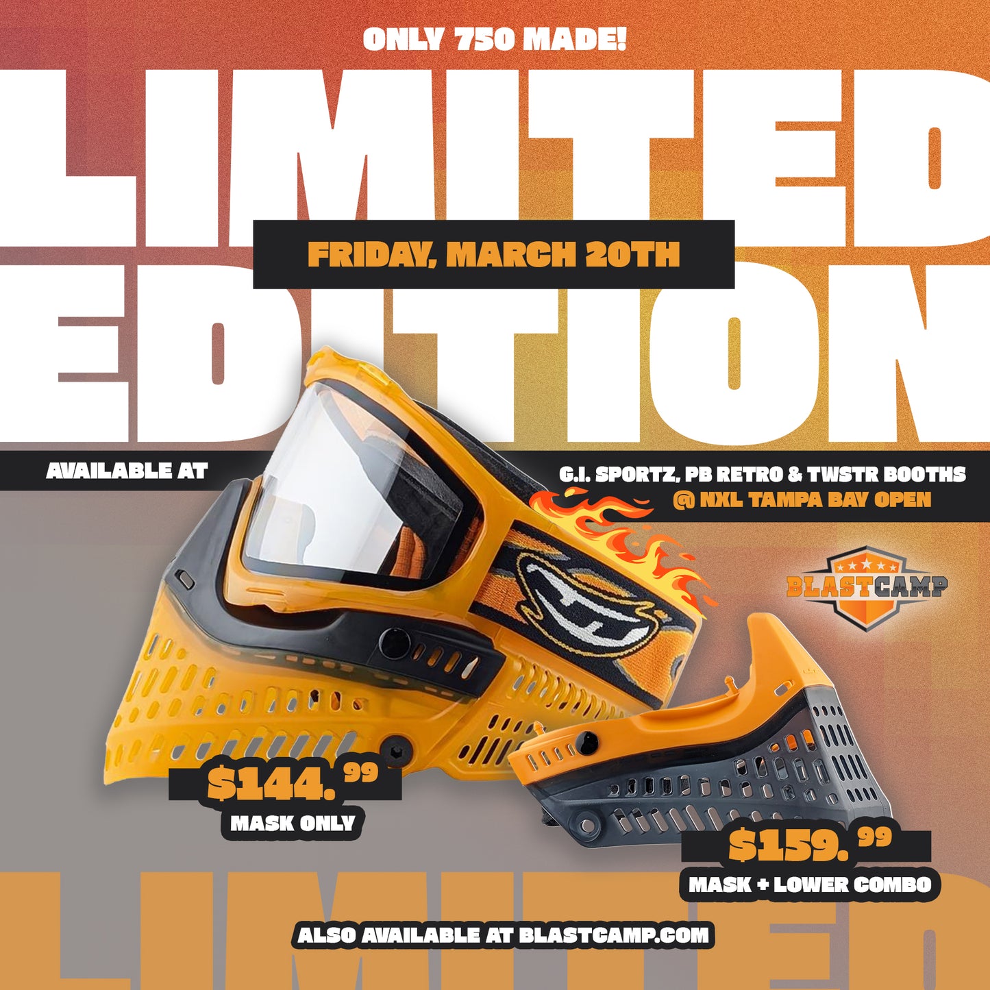 NEW Limited Edition JT ProFlex ORANGE mask only